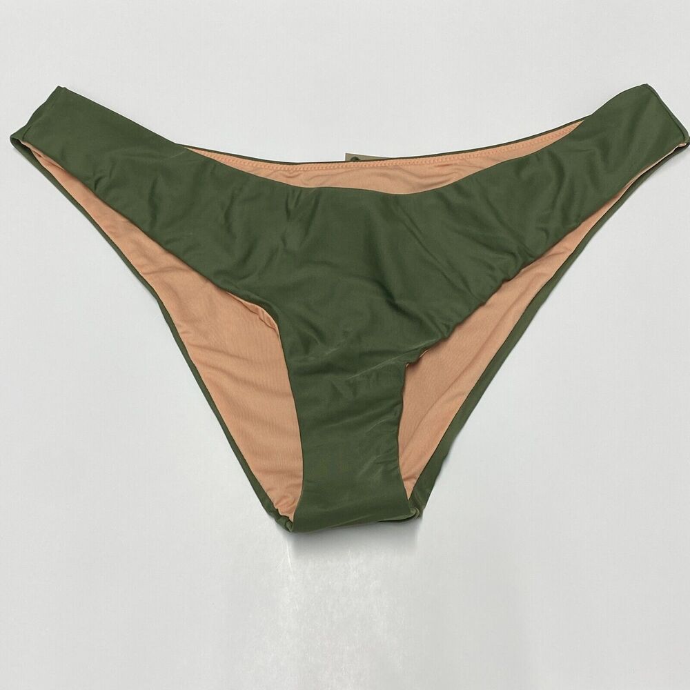 J Crew Swimsuit Womens XL Green Bikini Bottom Cheeky Curved Waist Beach BC125